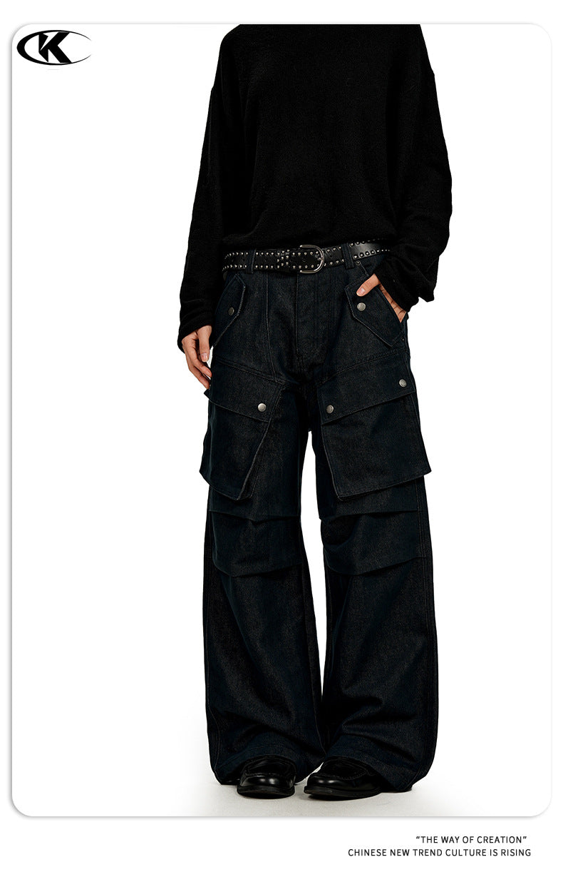 11KN Straight Wide-leg Pleated Slacks