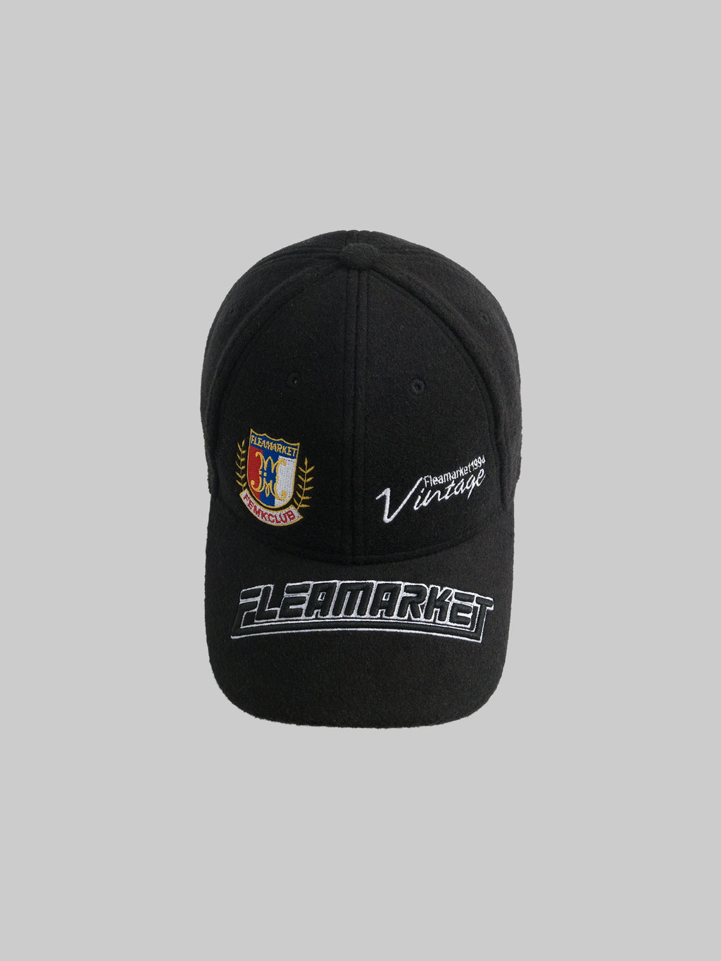 Fleamarket Woolen Brim Embroidered College Style Baseball Cap