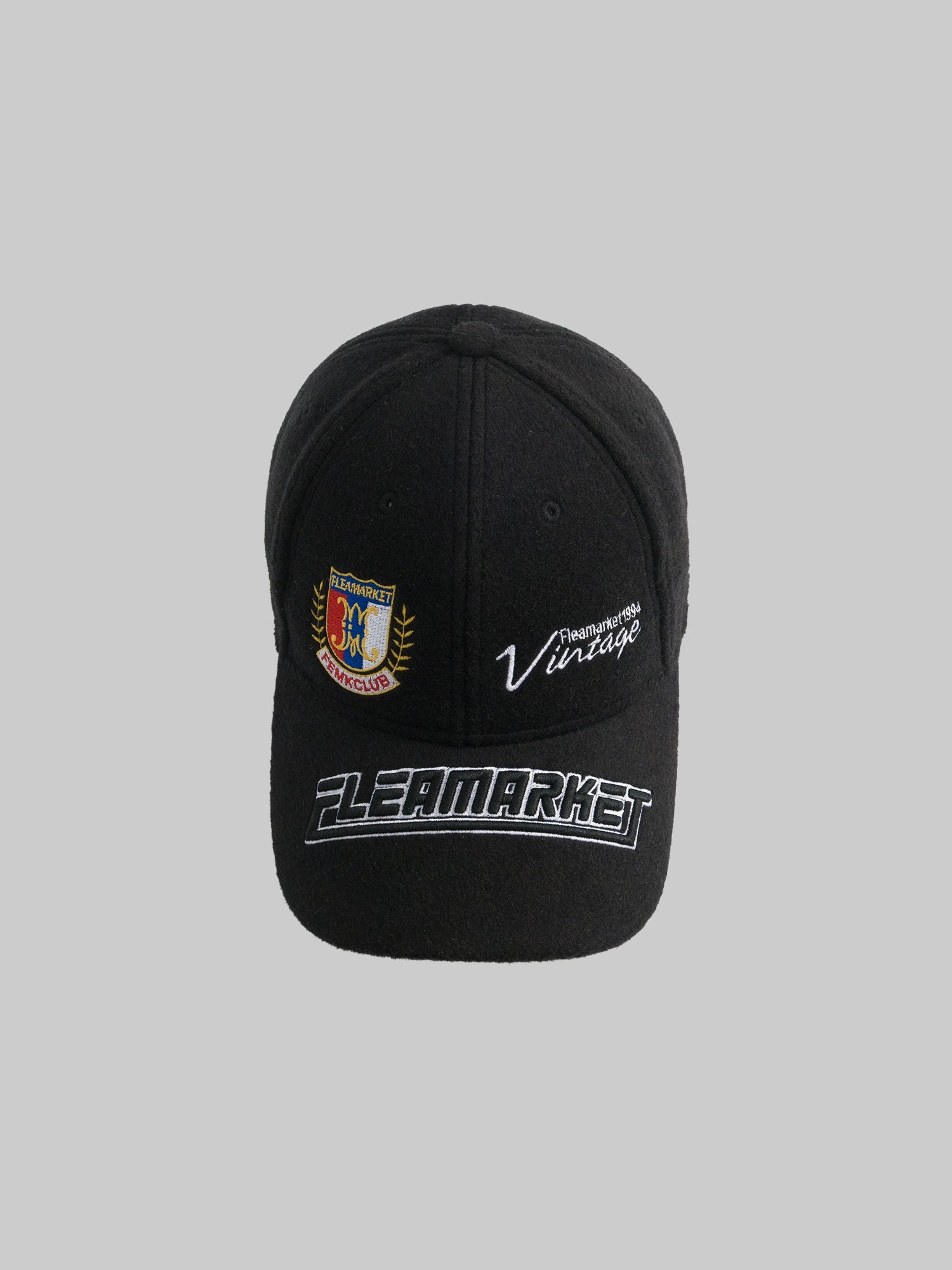 Fleamarket Woolen Brim Embroidered College Style Baseball Cap