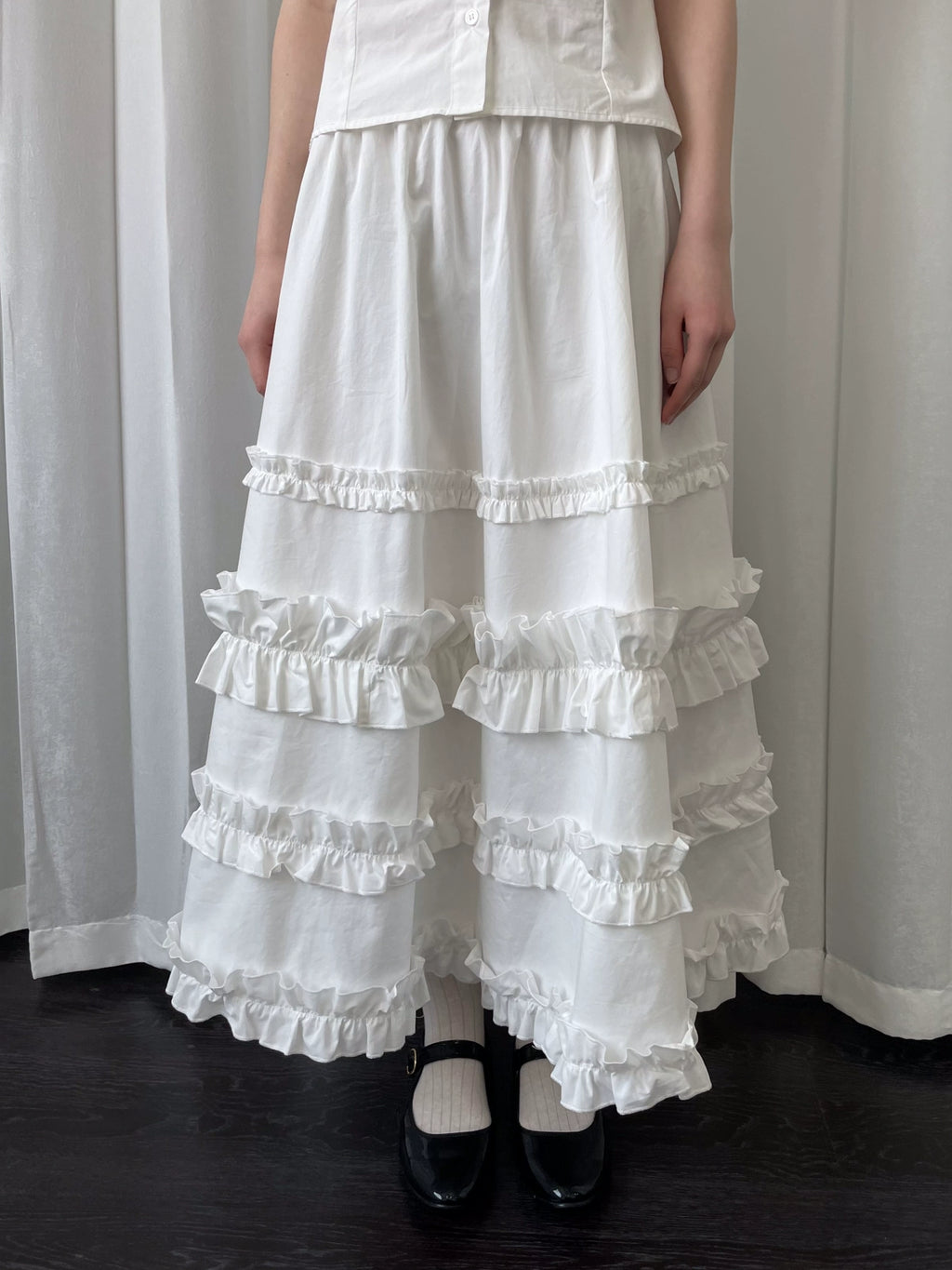 Loosesmell Fungus Edge Stitching Mid-length Skirt