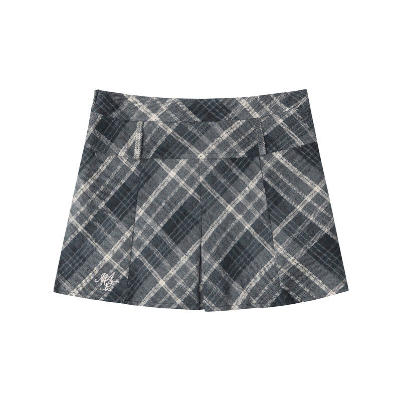 Nariele Retro Plaid Slim Hip-wrapped Skirt