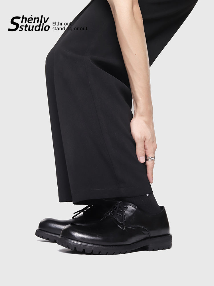 SHENLV STUDIO Washed Horse Leather Big Head Derby Shoes