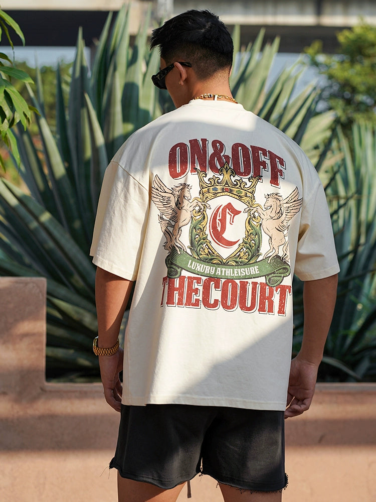 OOTC Retro Direct Injection Printing Small Neckline Tee