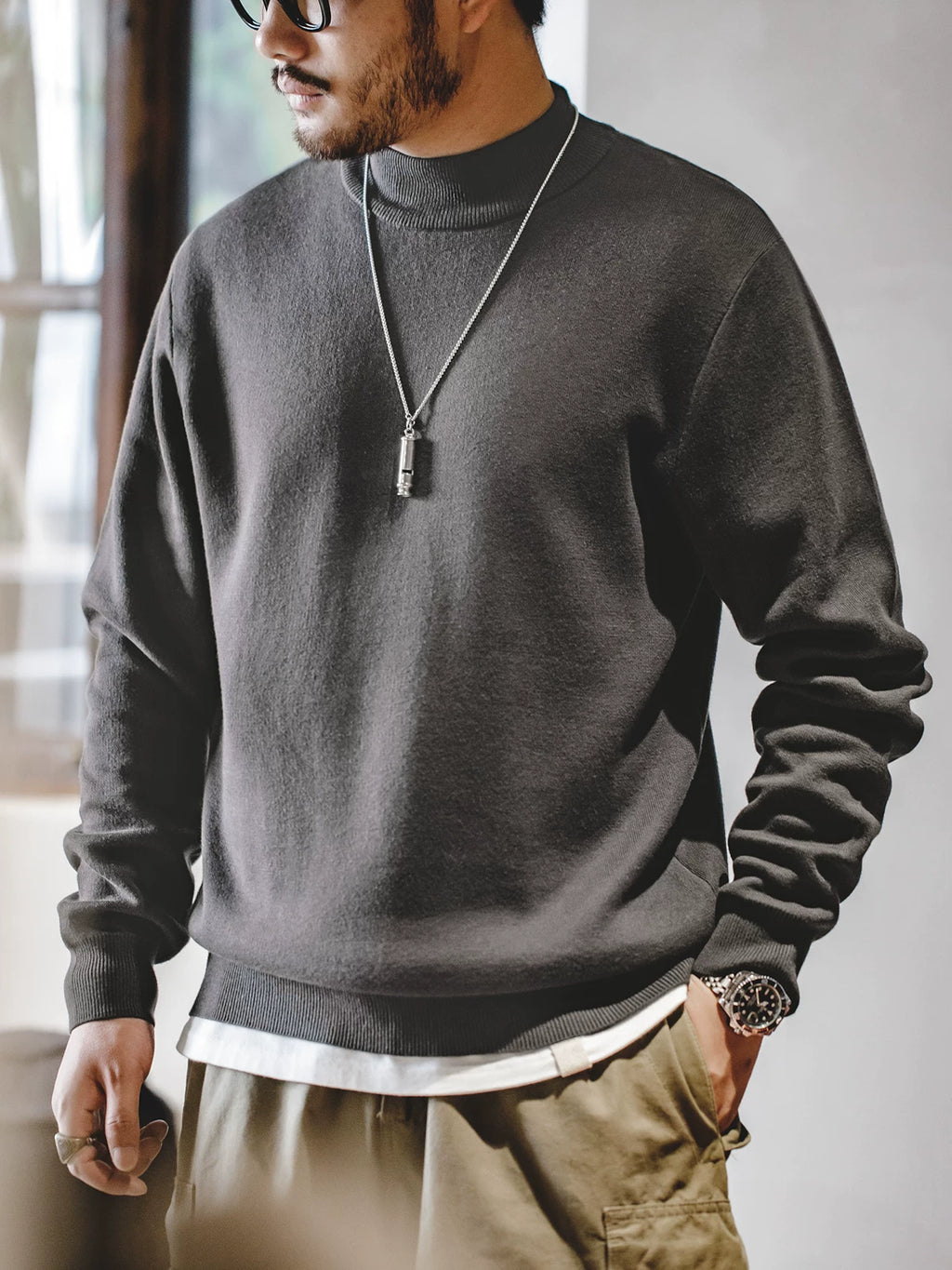 Madden Casual Half-turtleneck Knitted Sweater