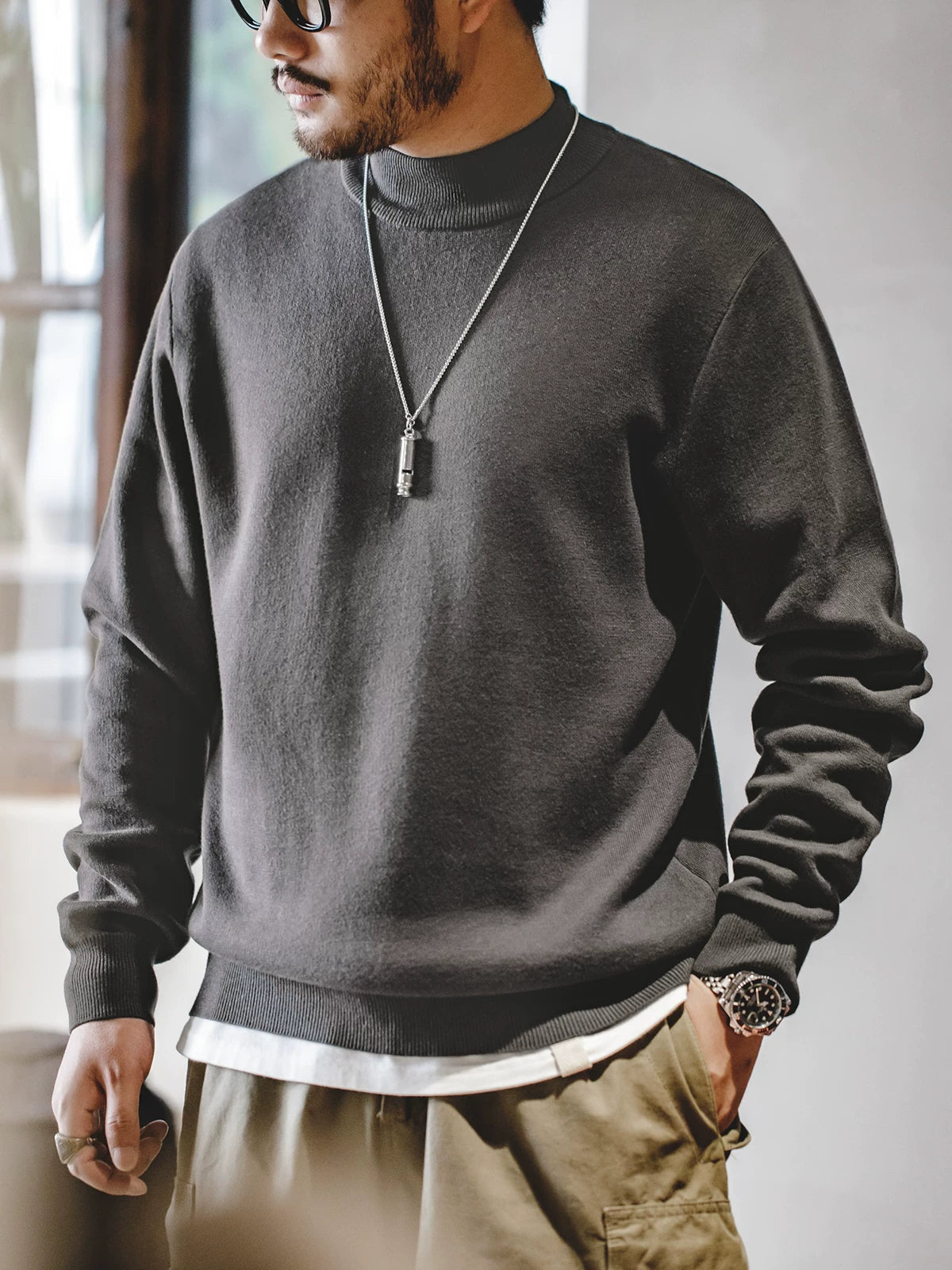 Madden Casual Half-turtleneck Knitted Sweater