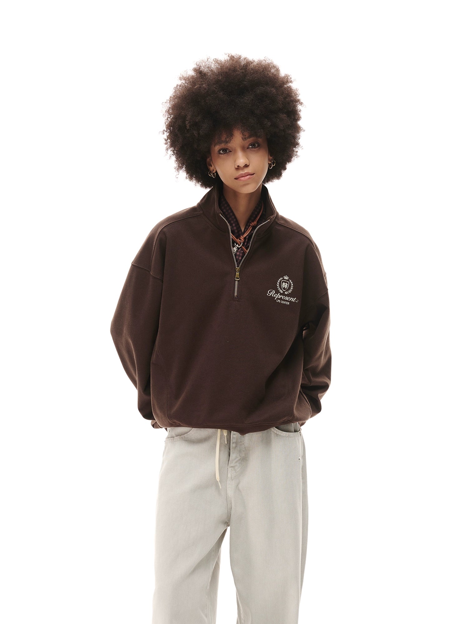 Loopsoon Vintage Half Zip Stand-Up Sweater