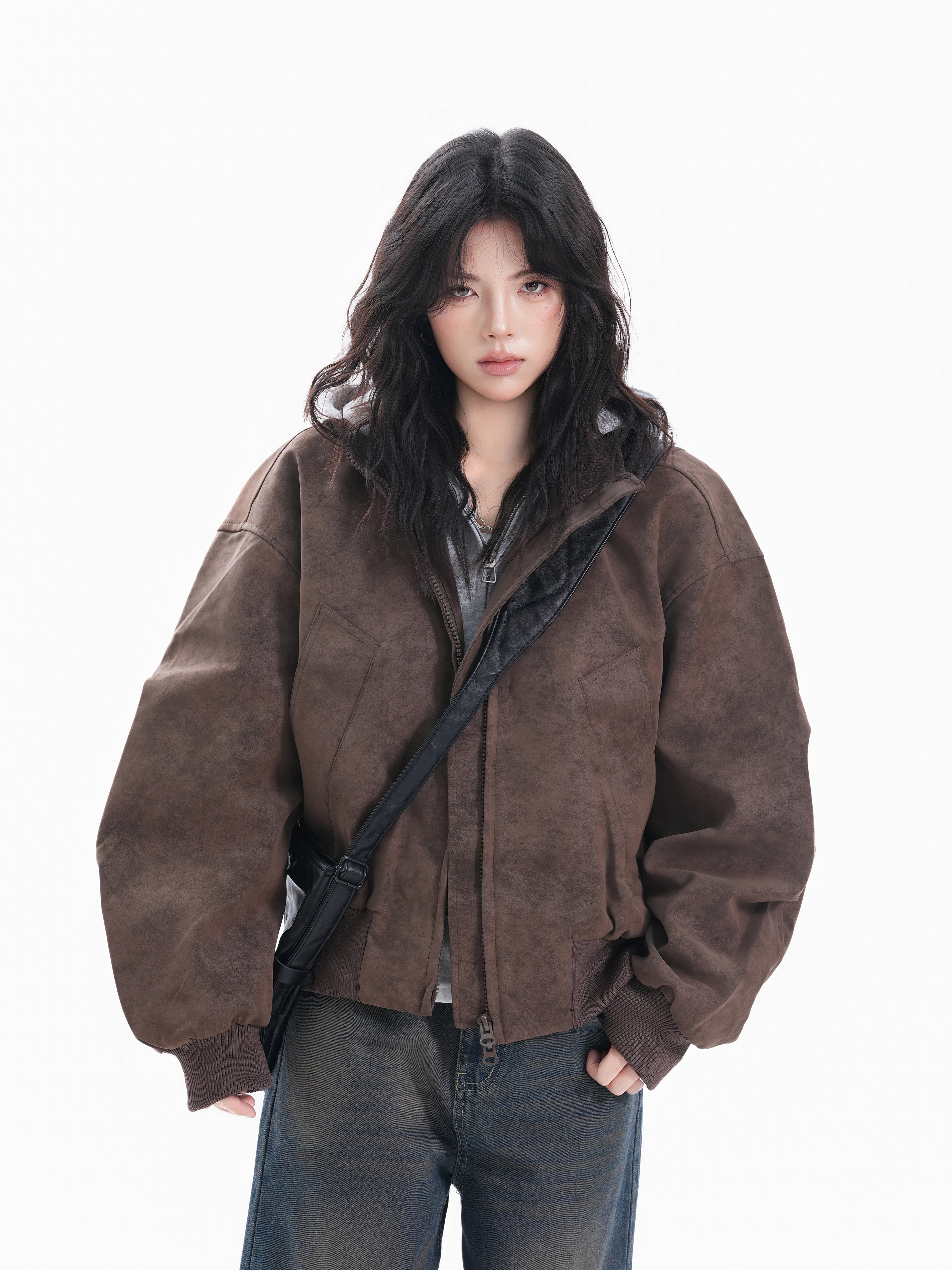 Zuocisankon Loose Leather Jacket