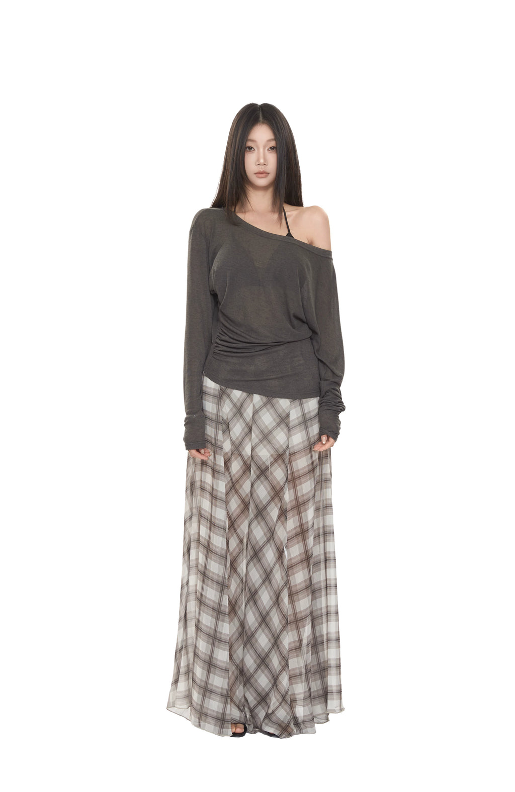 WITHMIN Loose and Thin Plaid Dress