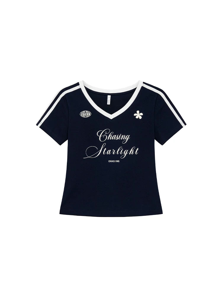 KANO Retro Letter Print Slim Tee