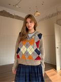 CCYE Vintage Rhombus Hooded Sweater Knitted Cardigan Jacket