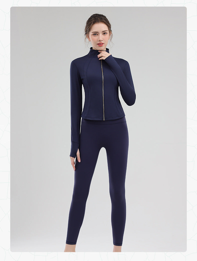 TIANQINGSE Stand-up Collar Windproof Zipper Slim-fit Sports Jacket