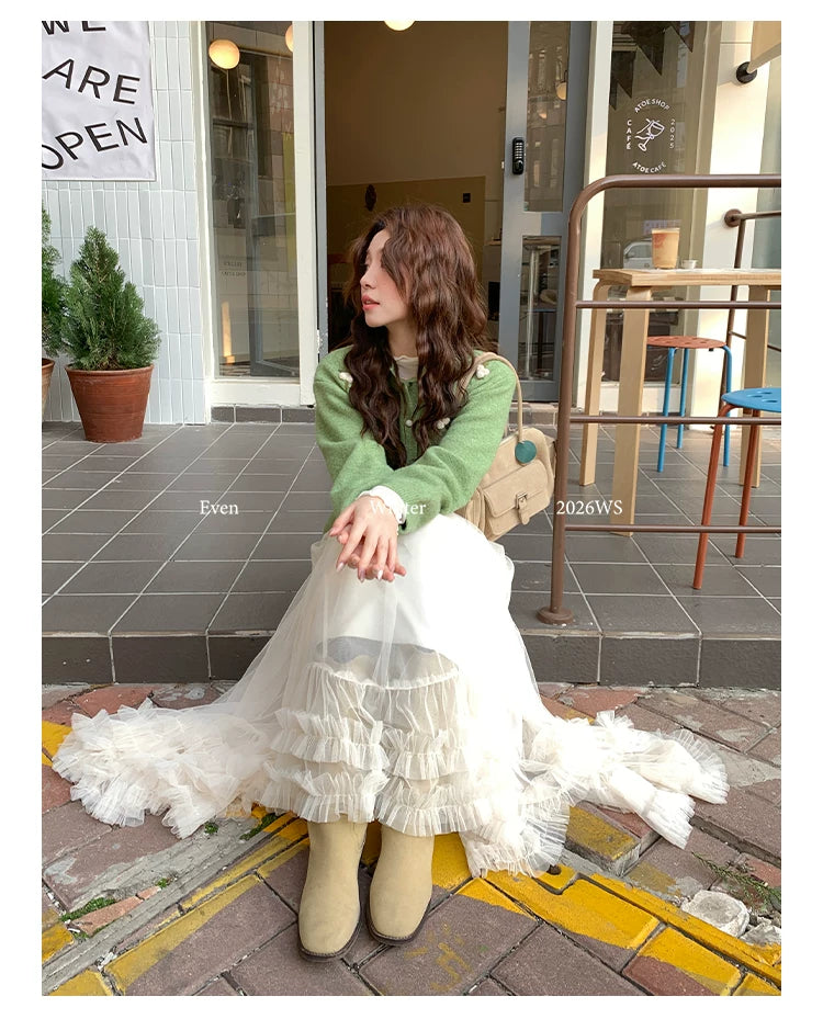 Even Korean White Lazy Sweater