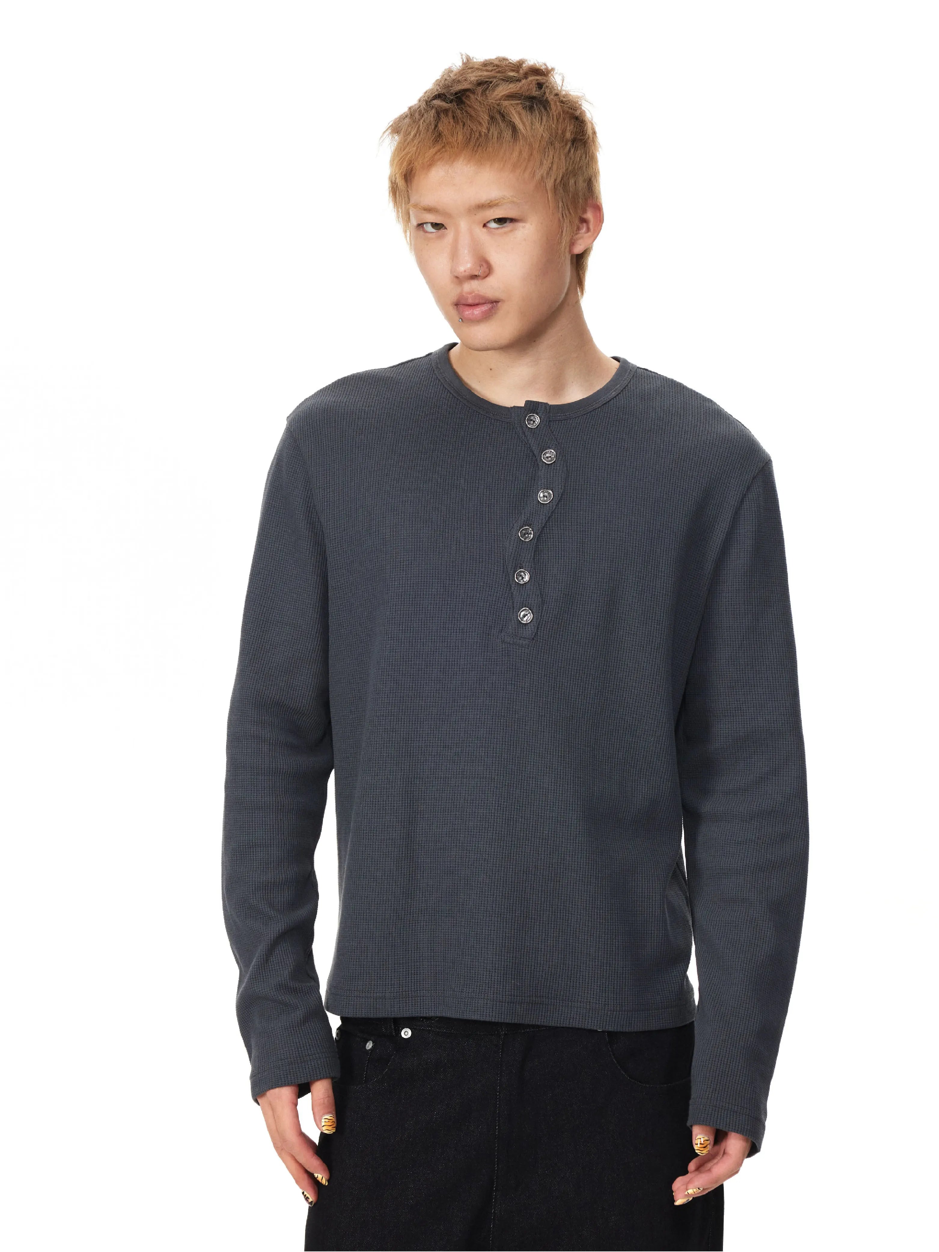 EK Casual Waffle Pullover Long Sleeve