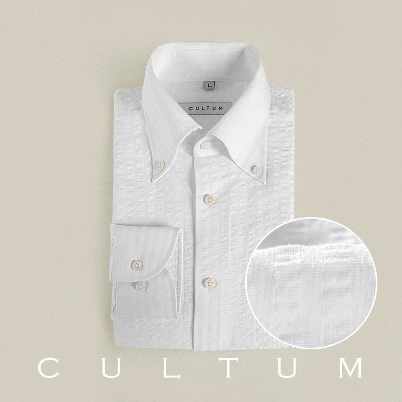CULTUM Lightweight Breathable Seersucker One Piece Collar Button Collar Shirt