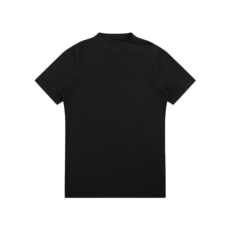 Slight Vogue Crossed Jumpcollar Straight Shoulder Knitted Slim Tee