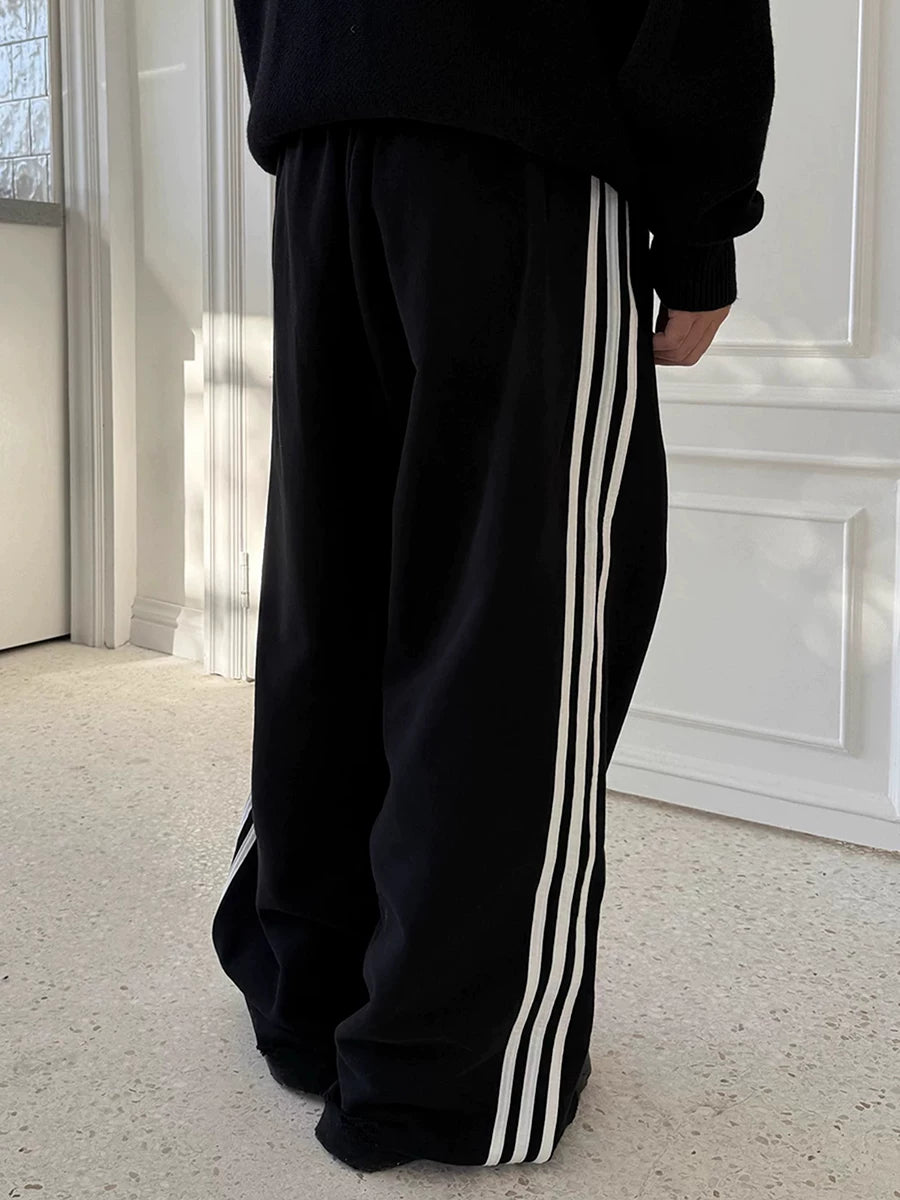 FTS Vintage Sport Embroidery Badge Loose Knitted Sweatpants