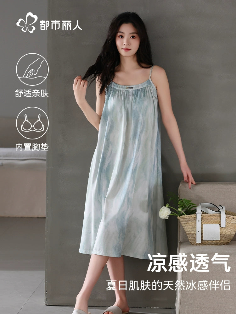 Urban Butterfly Premium Feeling Ice Ribbon Chest Pad Can Be Worn Outside Loungewear Nightgown