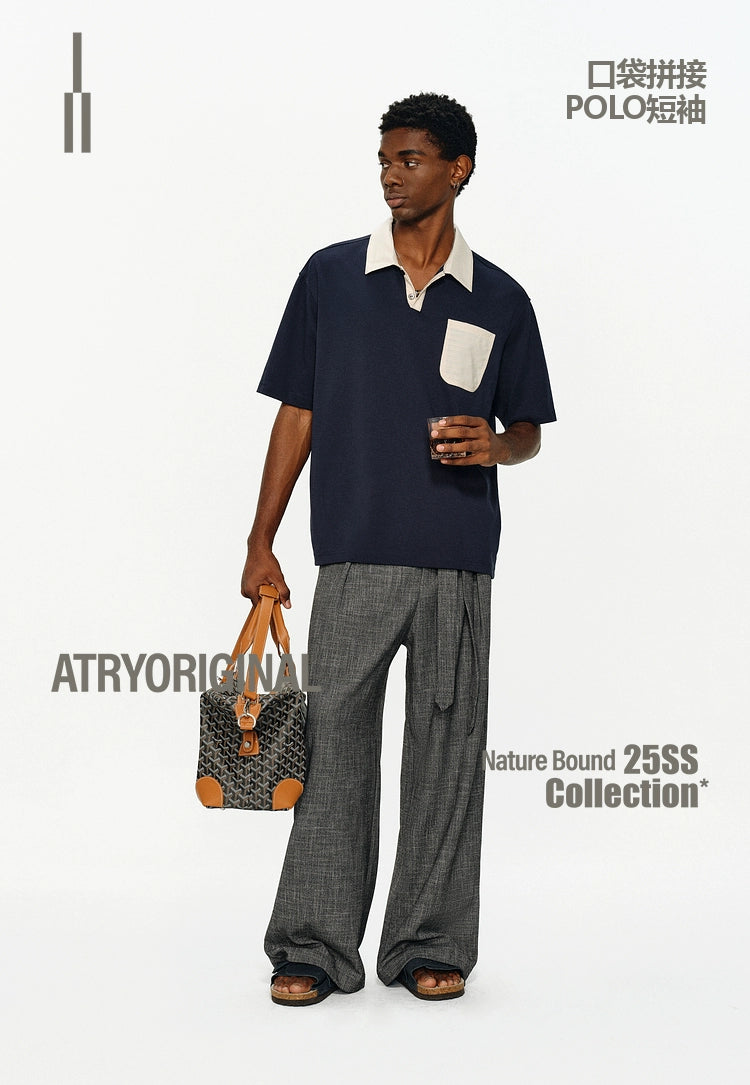 ATRY Retro Commuter Lapel Spliced Small Fragrant Tee