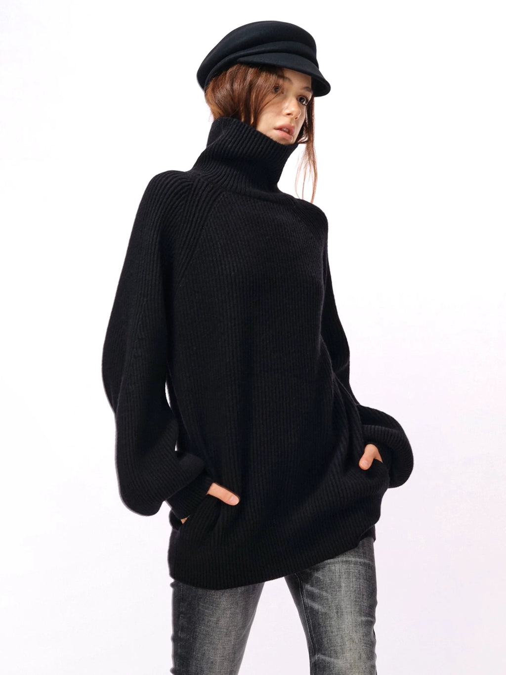 Two Little Guys Oversize Turtleneck Pocket Sweater