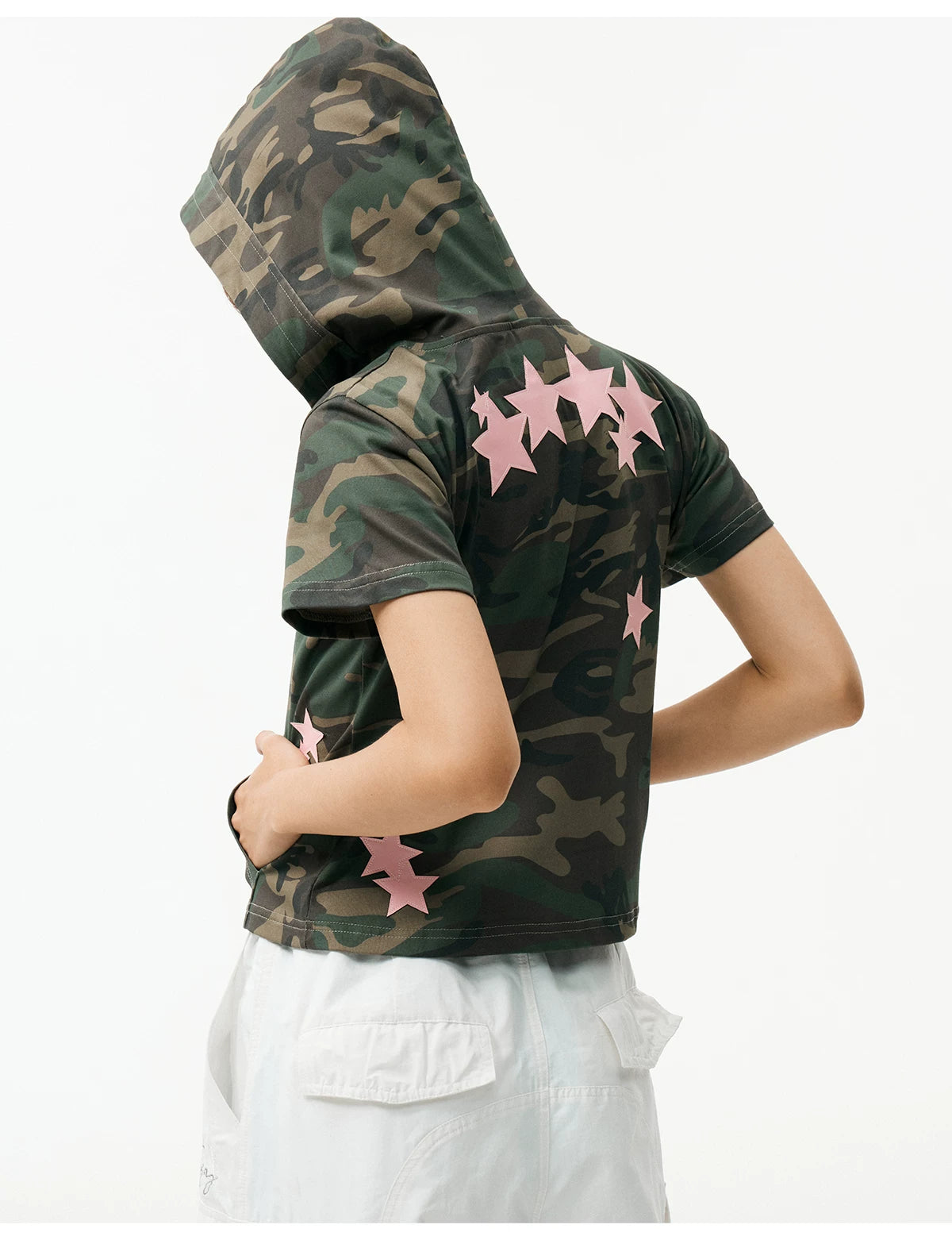 MEDM Camouflage Star Skin Slim-fit Hooded Cardigan
