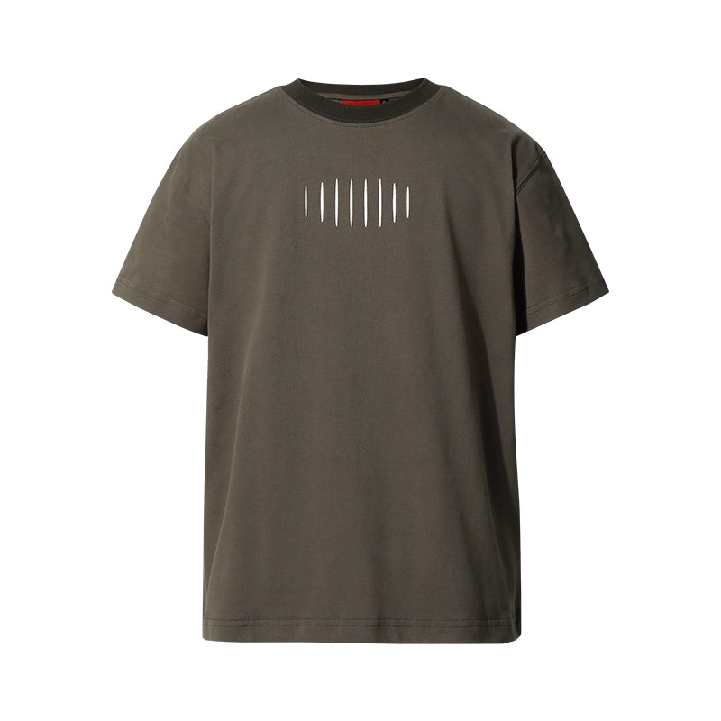 FUNKYFUN Band Vertical Pattern Print Crew Neck T-Shirt
