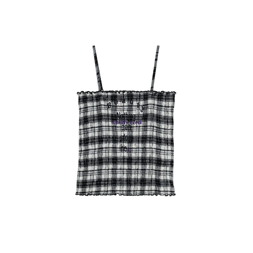 FUNKYFUN Pleated Fungus Lace Sling Vest