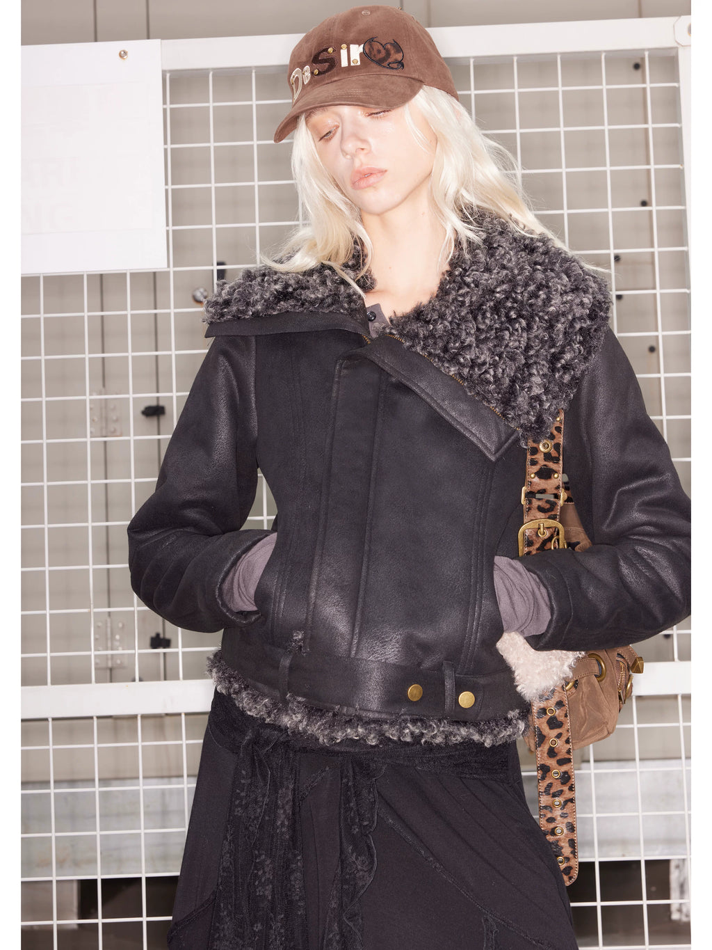 2th Desire Asymmetrical Plush Lapel Plush Thickened Short Jacket