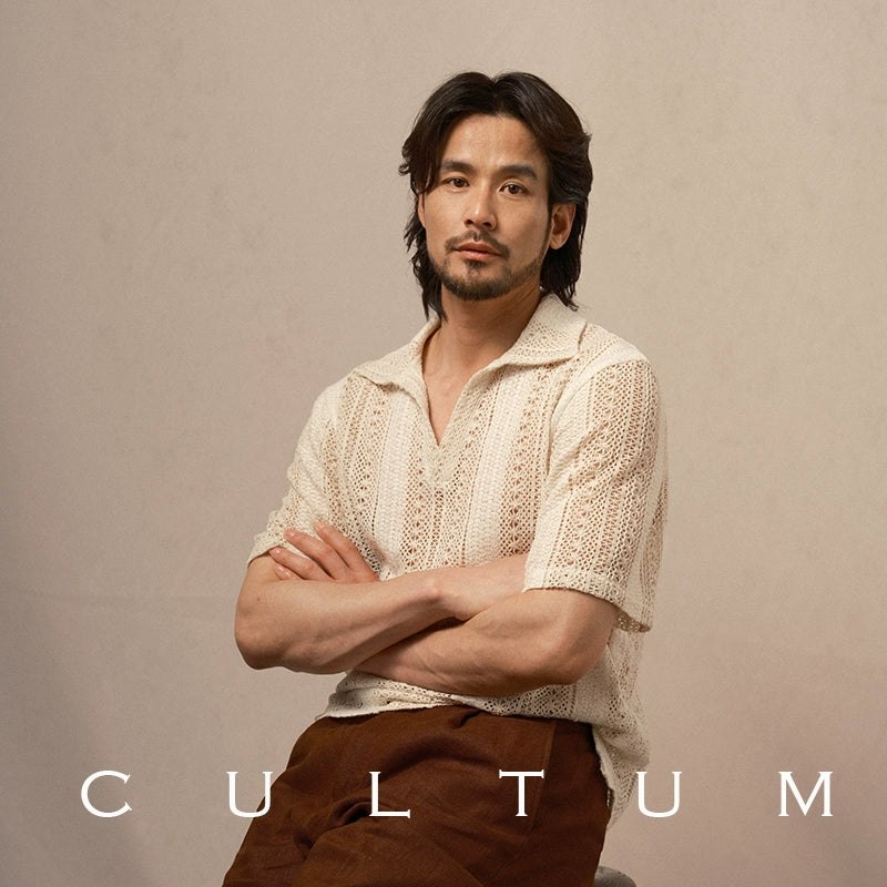 CULTUM Loose Cutout Knitted Polo Shirt