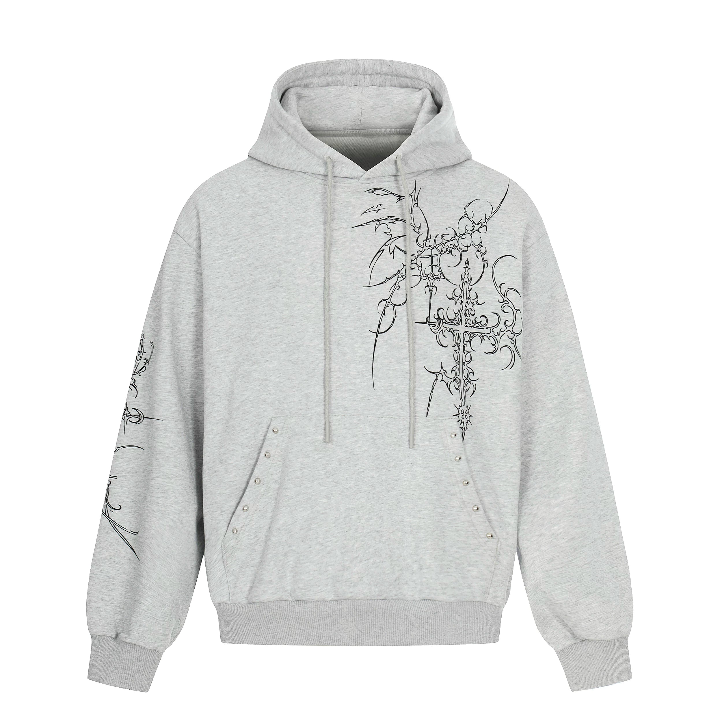 NOMANIAI Bramble Print Beaded Hooded Sweatshirt Sweatpants