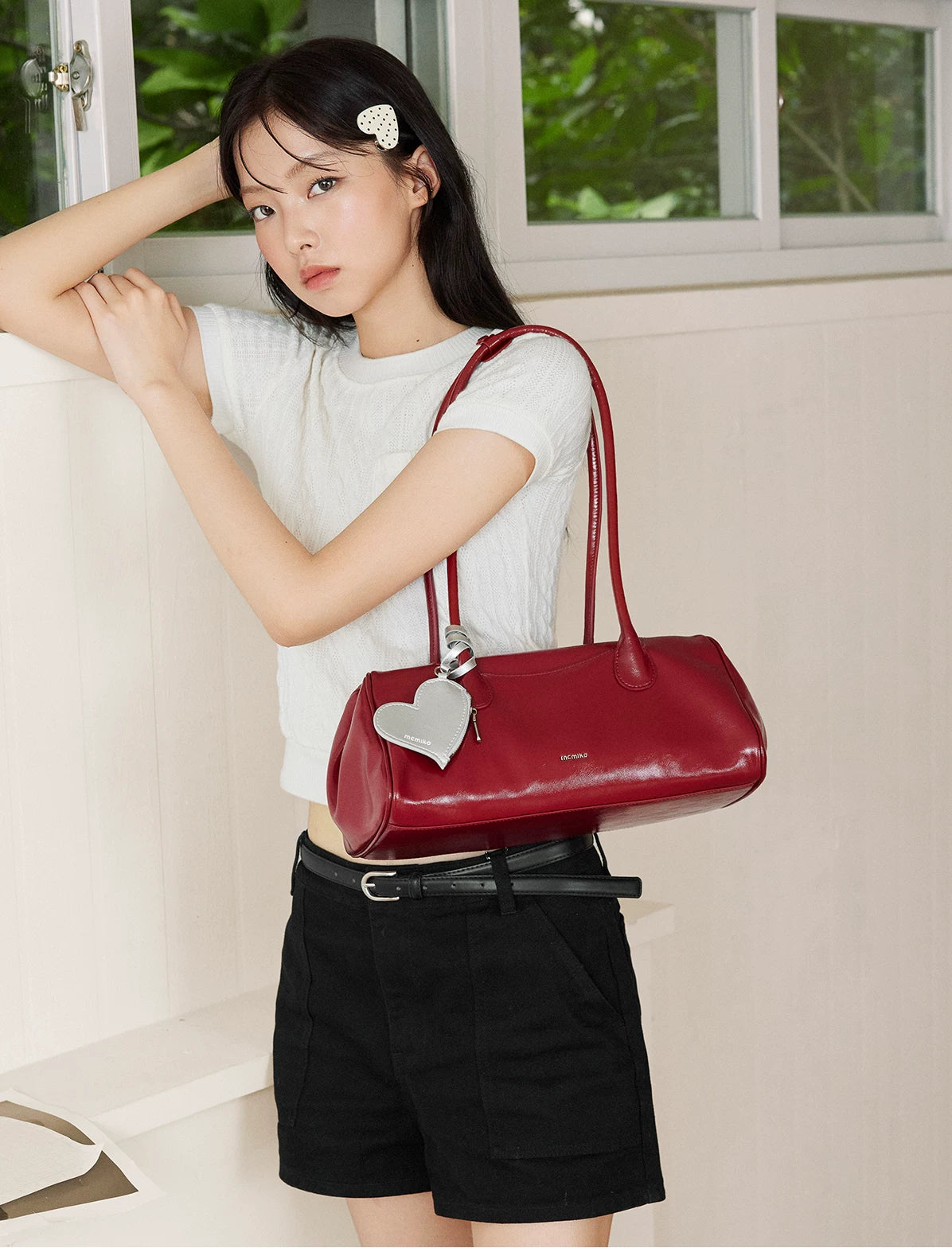 Mcmiko Leather Baguette Underarm Bag