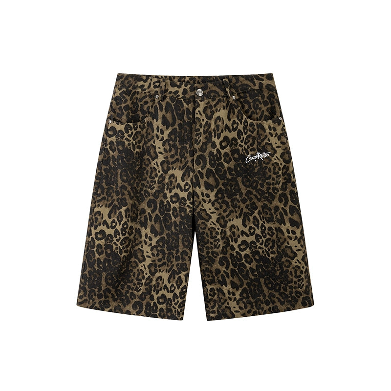 CoosRetro Retro Logo Embroidered Leopard Cropped Pants