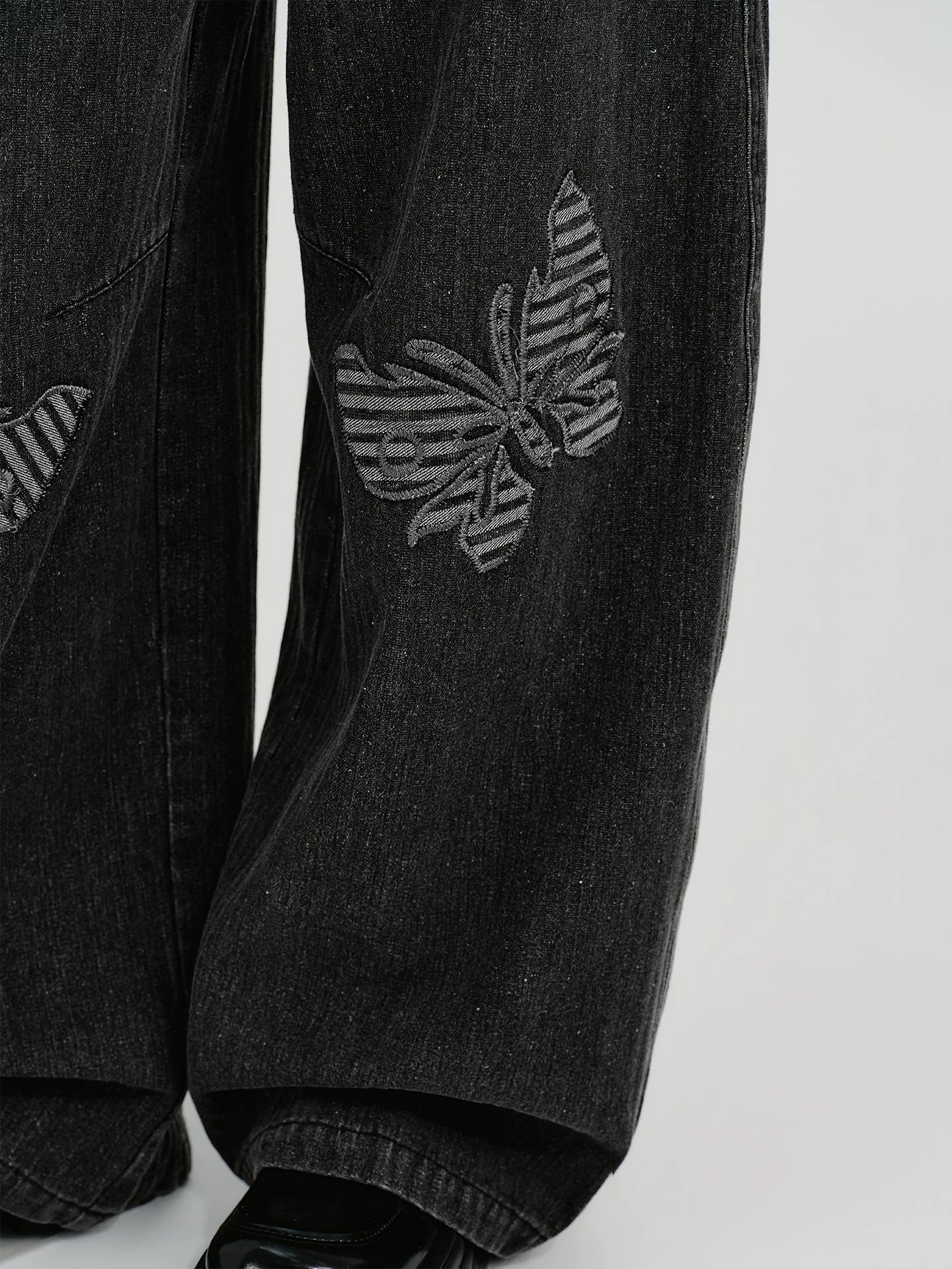 Girlyhalo Vintage Patch Embroidered Straight Jeans
