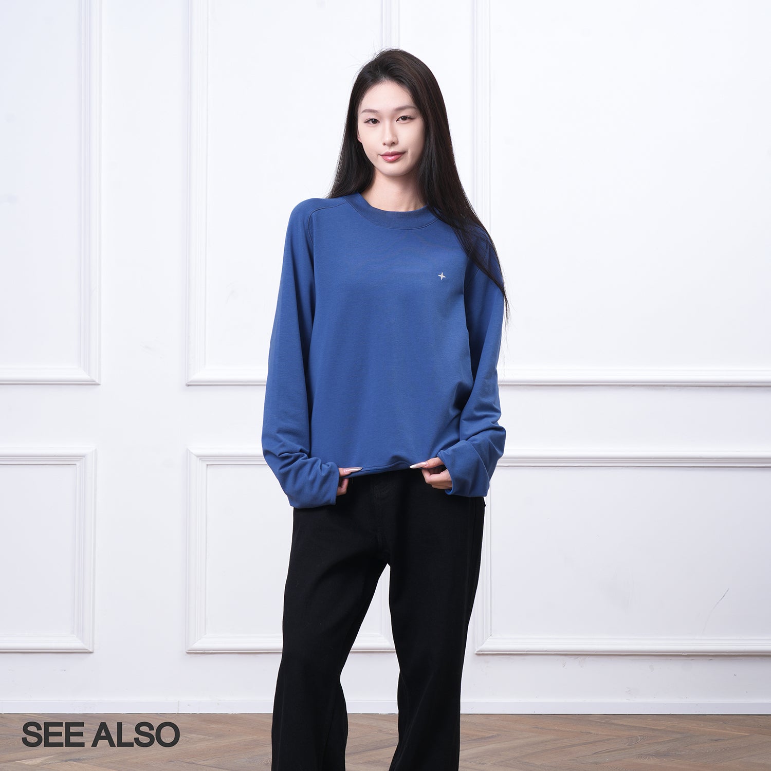 SEE ALSO "Star Series!" Polaris Modal custom fabric crew neck sweater SA062