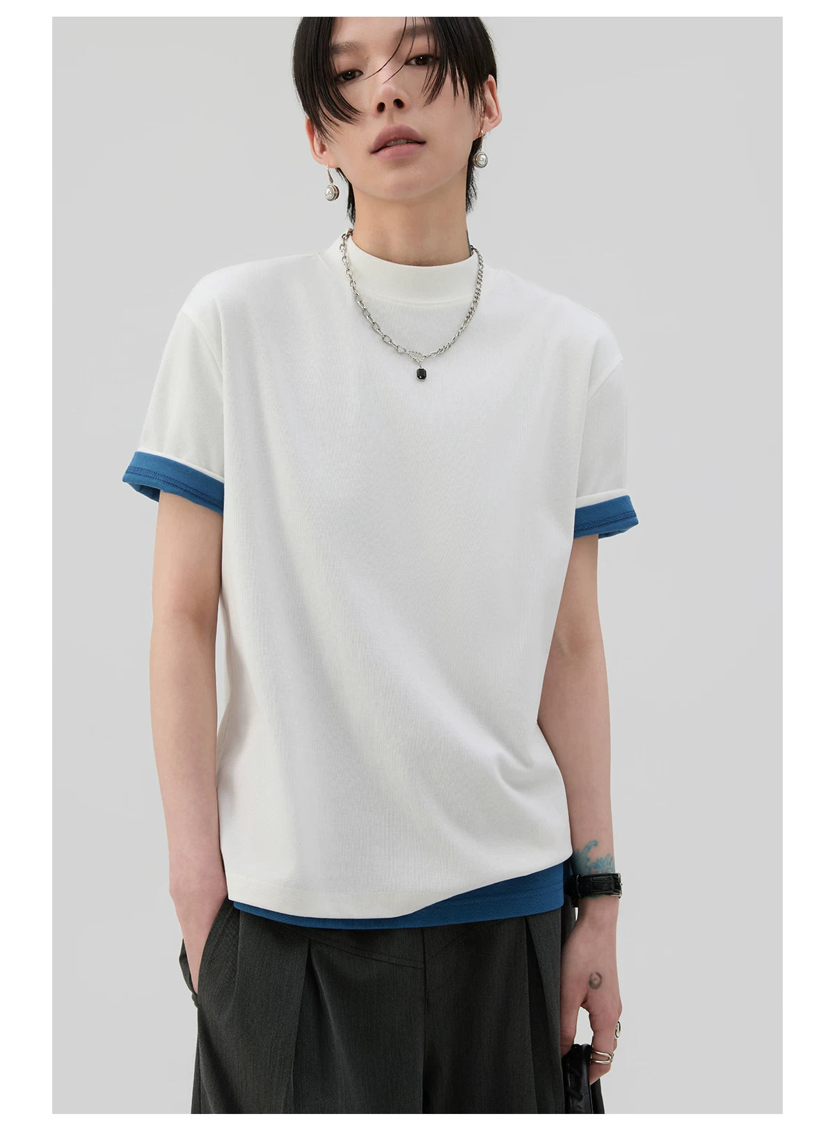 Sameuoo Small Turtleneck Simple Versatile Tee