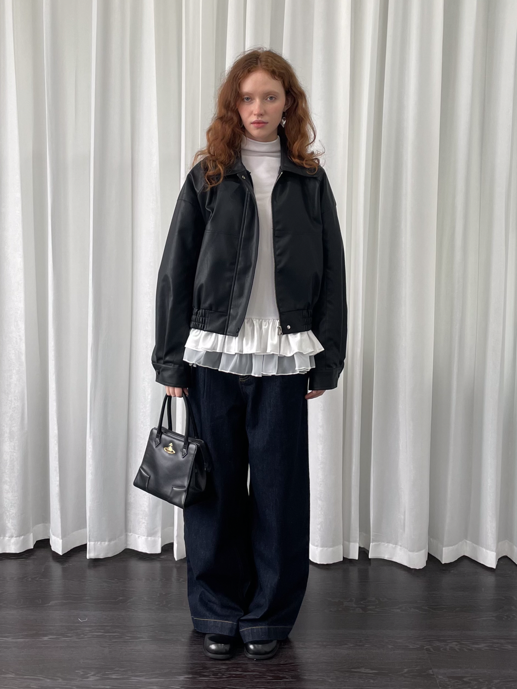 Loosesmell Turtleneck Cake Hem with Long Sleeves