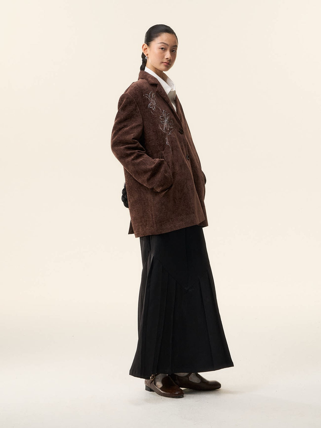 LOUMUTAKU Lily Beaded Jacquard Suit Velvet Jacket