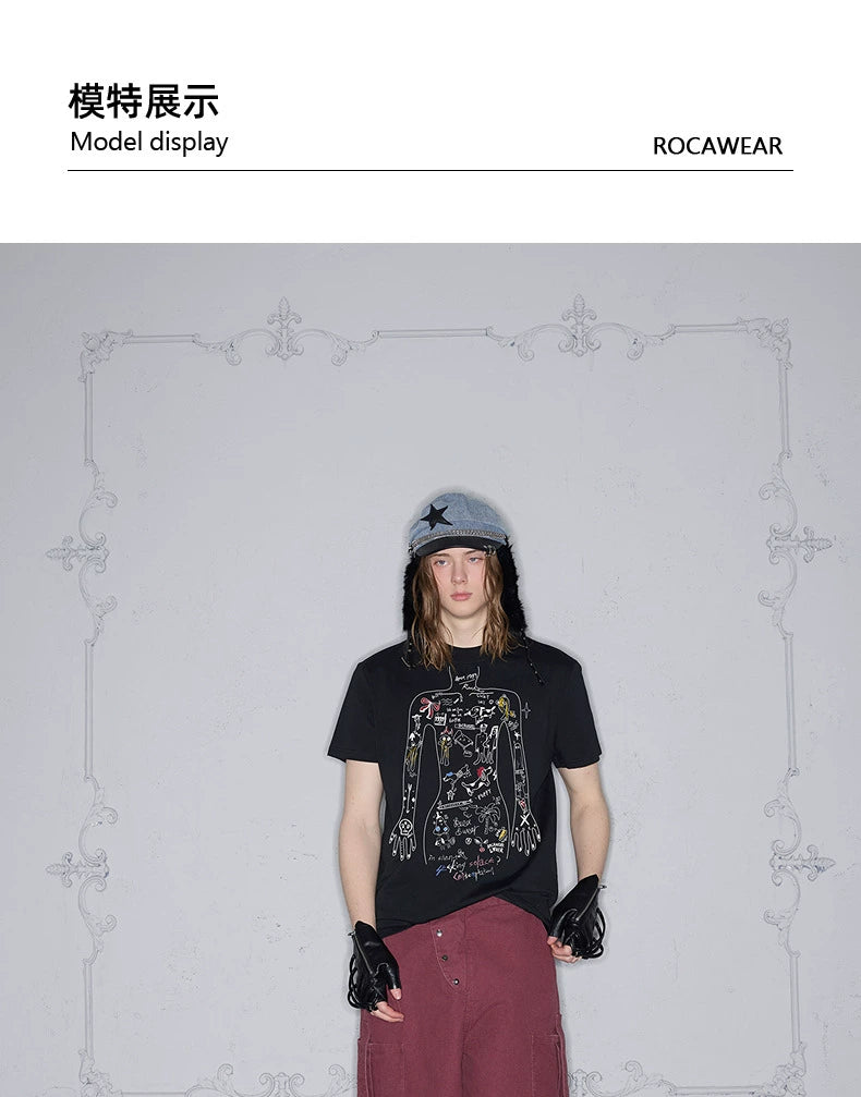 Rocawear Body Graffiti Random Painting Children's Fun Printing Tee