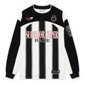 SSR Nailed Diamond Embroidery Crew Neck Loose Stripe Football Long Sleeve