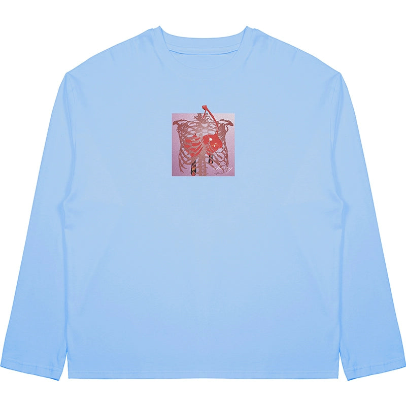 O3PARK Cherry Skull Print Long Sleeve