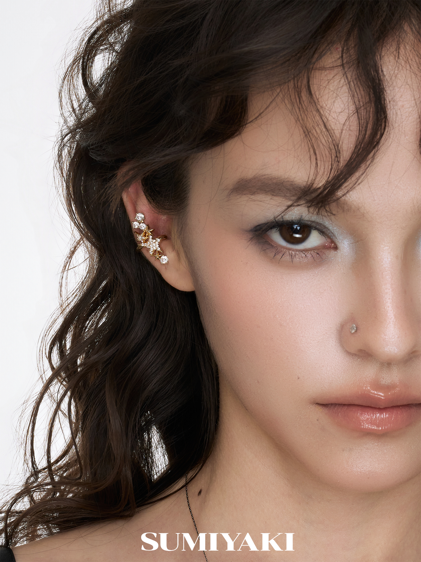 SUMIYAKI Temperament Is Full of Diamond Ear Clips