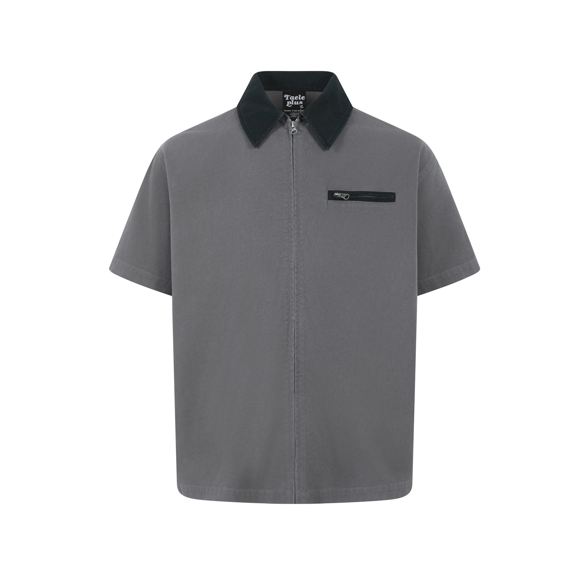 BLACKLISTS Short Wide Lapel Zip Short Sleeve Shirt