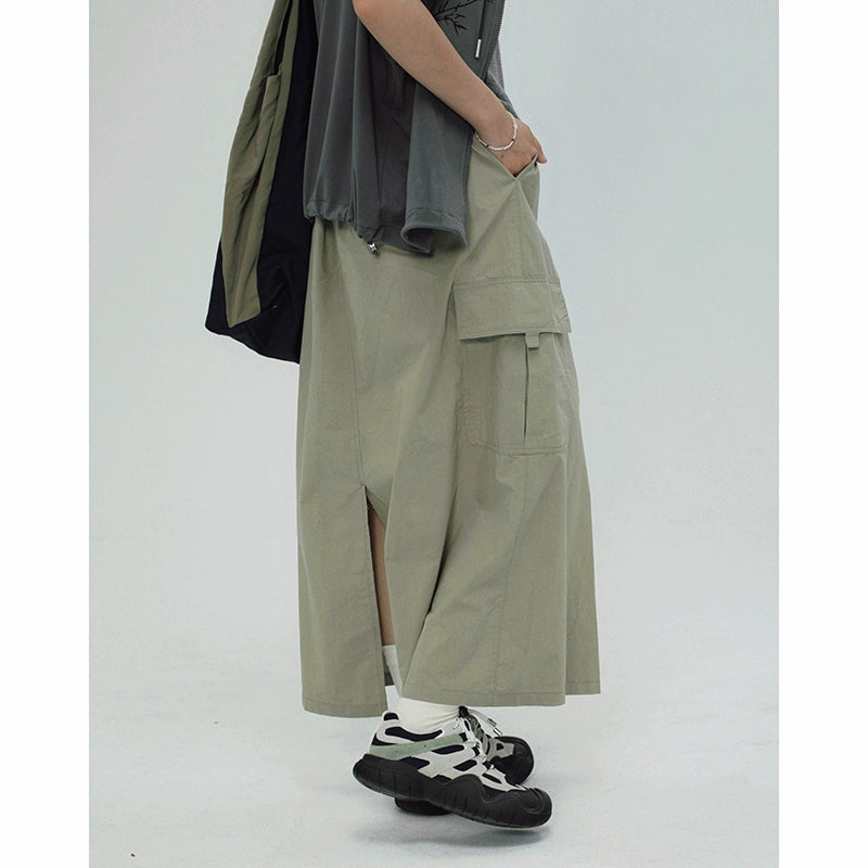 STILLYOU Vintage Versatile Tooling Double Pocket Skirt