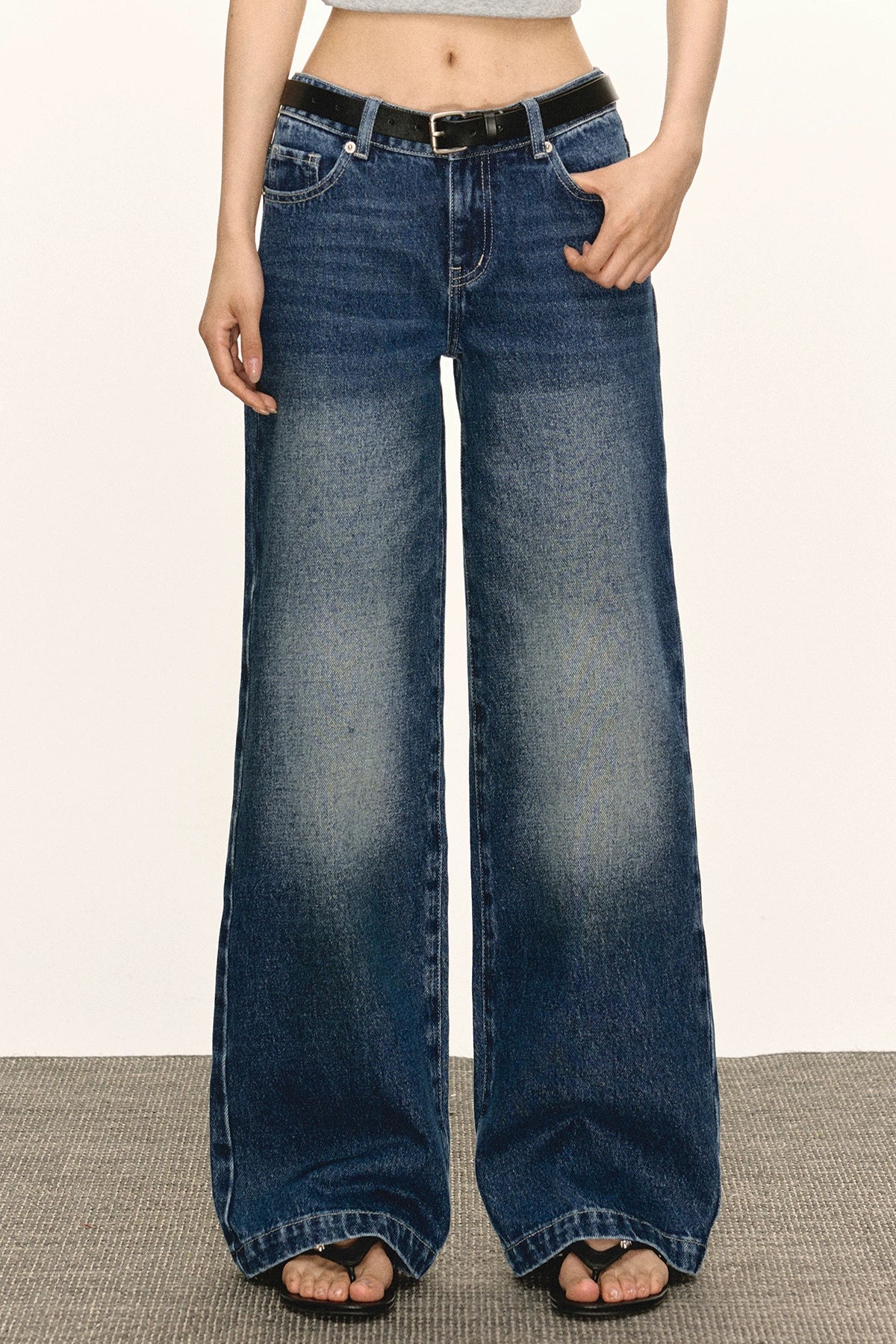 Ariseism Vintage Low Waist Wide Leg Jeans