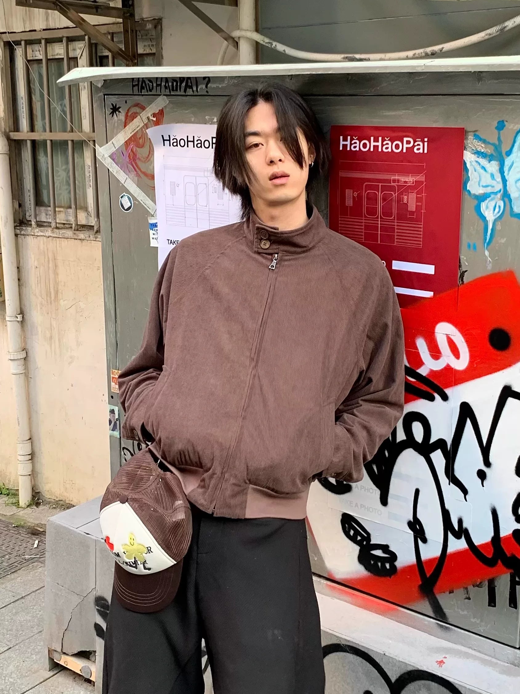 Stay The Night Corduroy Plaid Stand-Up Jacket