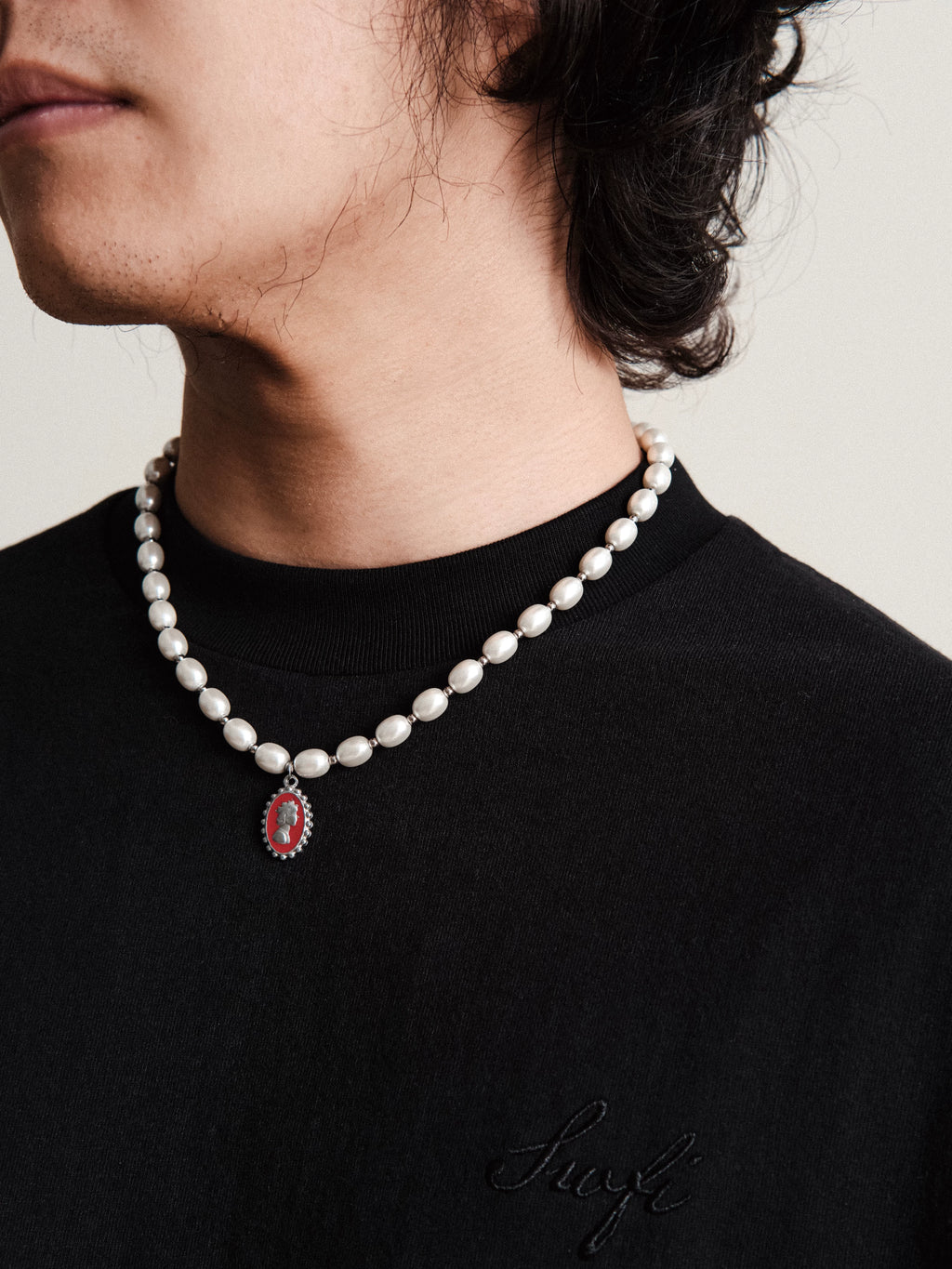 SWFI Langcai Dripping Oil Ancient Coin Pendant Couple Pearl Necklace