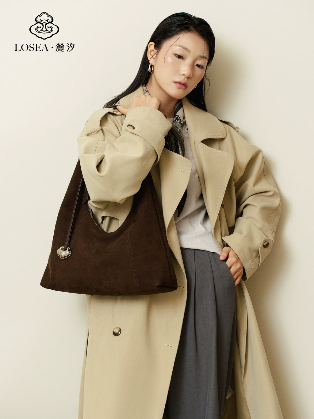 LOSEA New Chinese Cowhide Fleece Ruyi Underarm Bag