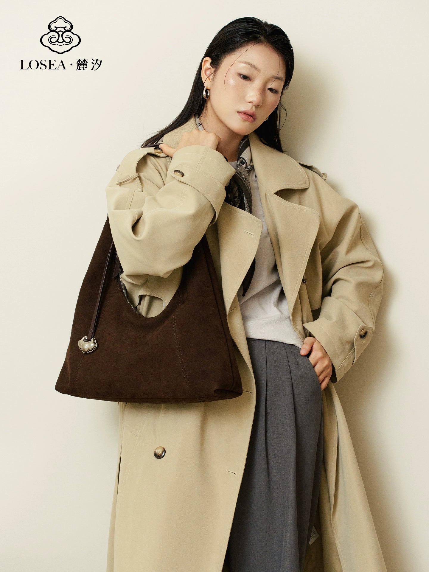 LOSEA New Chinese Cowhide Fleece Ruyi Underarm Bag