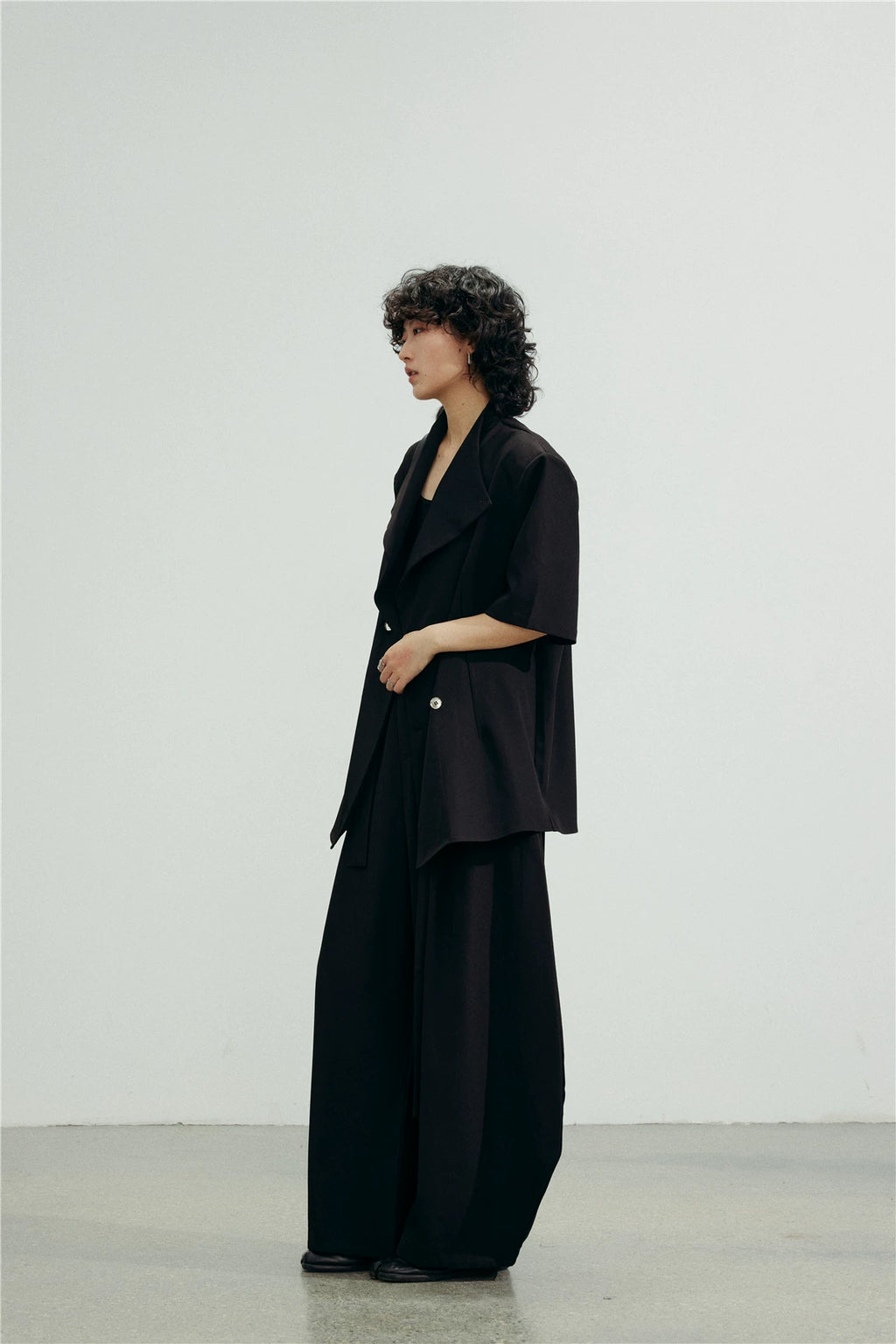 SUNYVONNE Vintage High-waisted Casual Wide-leg Suit Pants