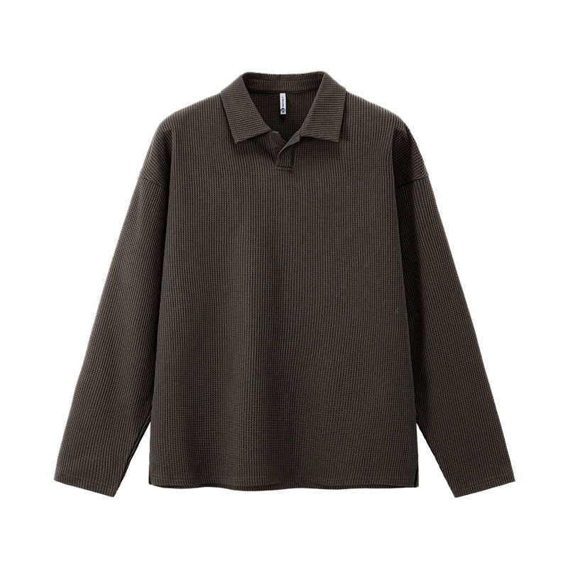 Inflation Waffle Lapel Casual Long Sleeve