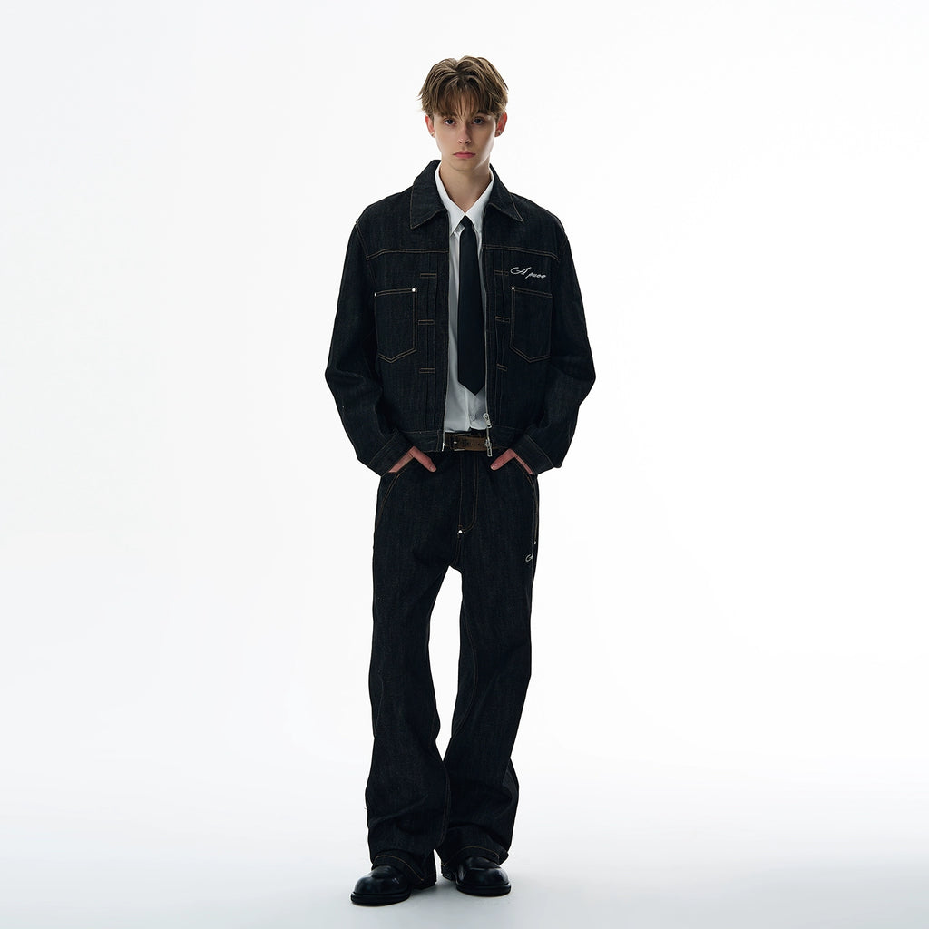 A PUEE Retro Silhouette Denim Jacket Set